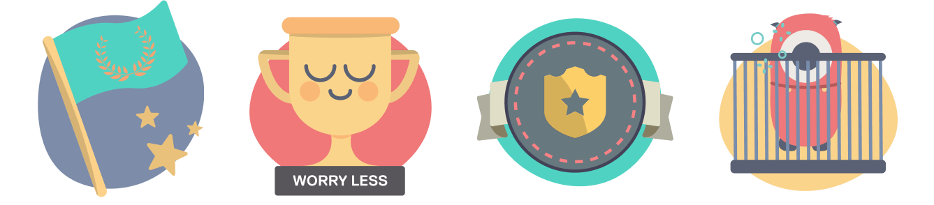 badges representing the gamified e