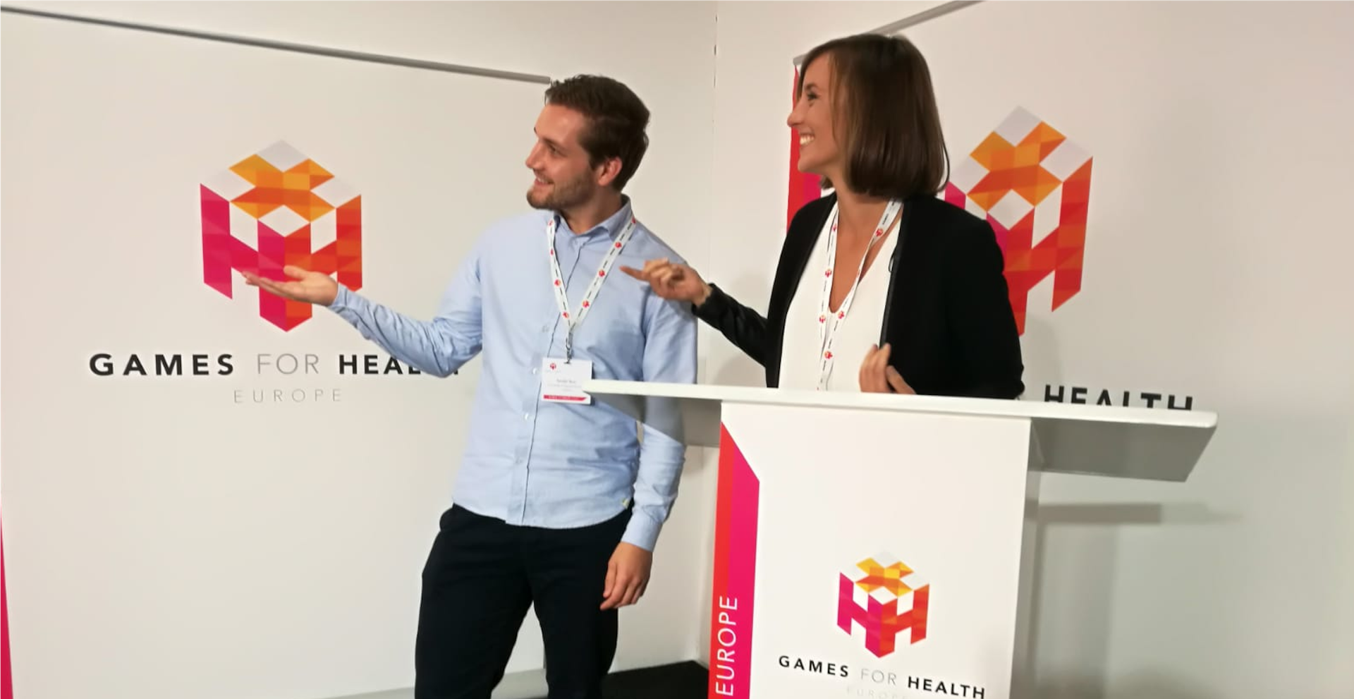 Presenting the spirit application at the Games for Health - Europe conference together with Carmen Scherbaum